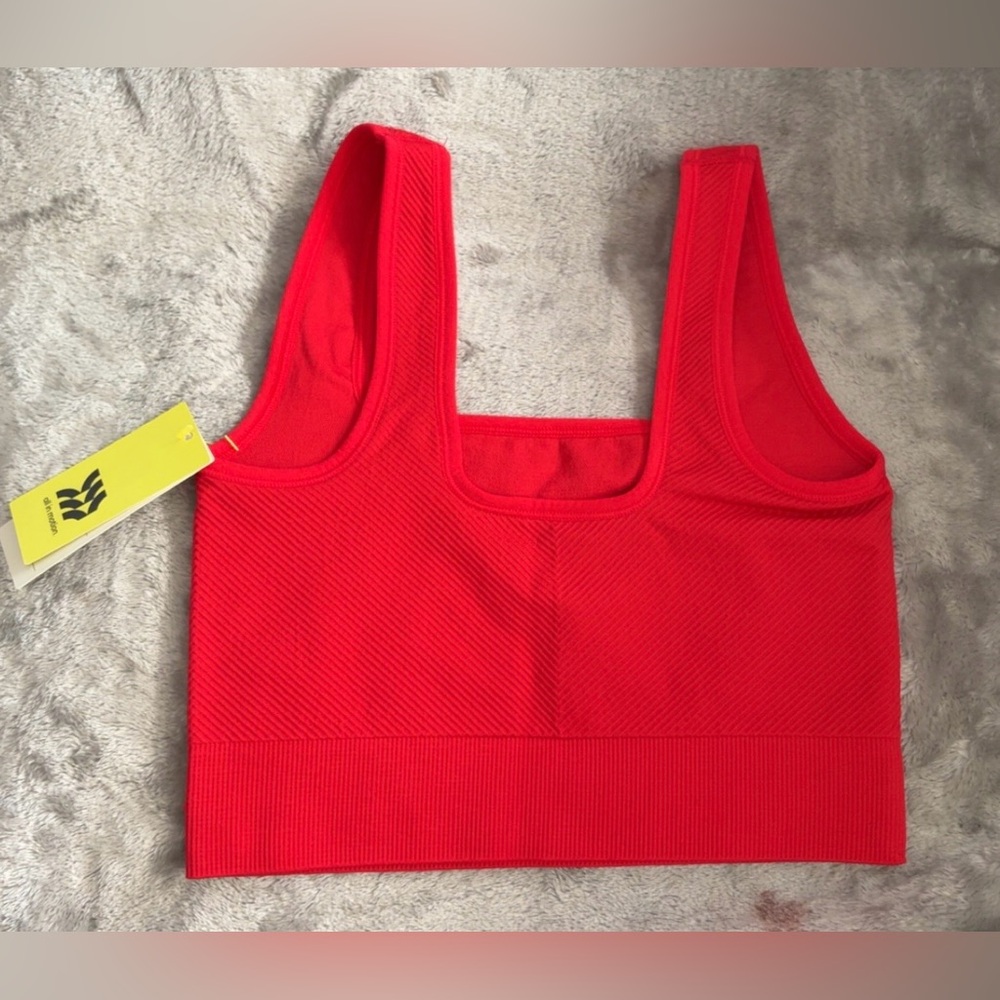 All in Motion Vibrant Red Ribbed Cropped Top - Picture 2 of 5